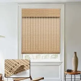 Photo of Natural Bamboo Light Filtering Semi-Sheer Single 27x64" Roman Shade