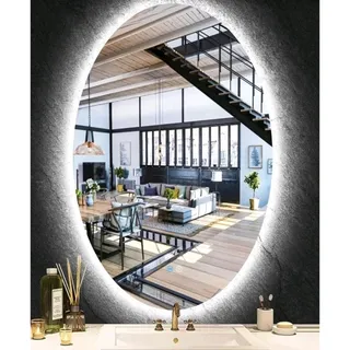 Photo of Oval LED Bathroom Mirror 20" x 32" Anti-Fog Dimmable Lighted Vanity Mirror