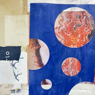 Photo of Original Mixed Media Modern Art Collage Painting 18x24 "Ecbatic" Signed