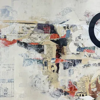 Photo of Original Mixed Media Modern Art Collage Painting 18x24 "Hemiolic" Signed
