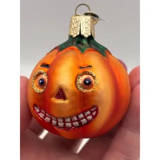 Photo of Old World Christmas, Jack-o-Lantern Pumpkin, Halloween Glass Tree Ornament