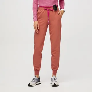 Photo of FIGS Mari Jogger Skinny Scrub Pant Terracotta Pink Drawstring Bottoms size medium