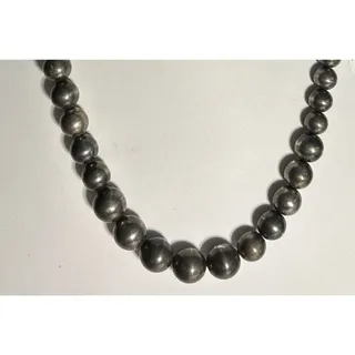 Photo of Gunmetal Gray Graduated Round Bead Necklace Metallic Hematite Spring Ring Clasp