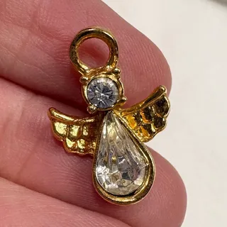 Photo of Guardian Angel Halo Crystal Pin Brooch Pendant Dainty Holiday Religious Vintage