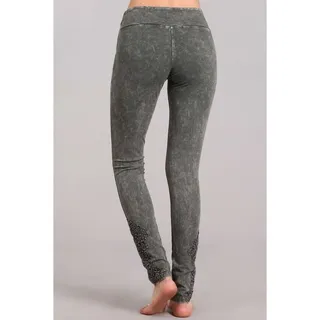 Photo of Chatoyant Crochet Lace Leggings Taupe Gray Medium