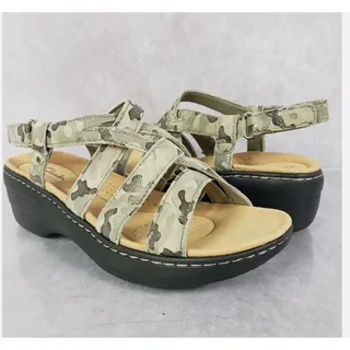 Photo of Clarks Merliah Rose dark Adjustable Back Strap Sandal Camo Green Size 10