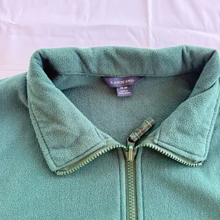 Photo of Lands End Men's Medium 38-40 Full Zip Anyweather Green Fleece Jacket 