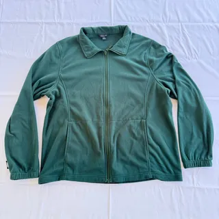 Photo of Lands End Men's Medium 38-40 Full Zip Anyweather Green Fleece Jacket 