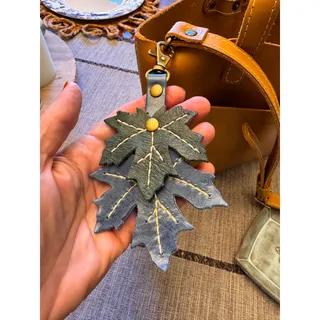 Photo of Portland Leather Maple Leaf Bag Charm NEW 2026 Blue Green Bag Charm