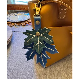 Photo of Portland Leather Maple Leaf Bag Charm NEW 2026 Blue Green Bag Charm