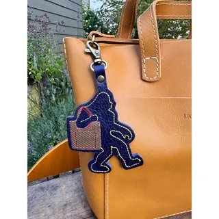 Photo of Portland Leather COBALT Big Foot Bag Charm Sasquatch Purse Charm Oregon PacNW