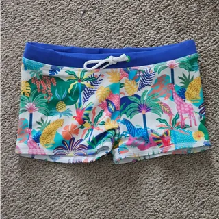 Photo of Mini Boden Jungle Animal Swim Trunks | Boys 4-5Y 110 | Tropical Zebra Giraffe