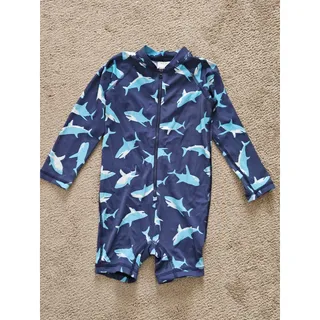 Photo of Hanna Andersson Blue Shark Rash Guard Suit 90 cm 3T | Boys One Piece Swimsuit