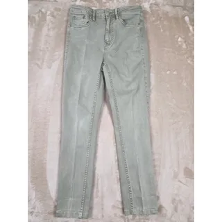 Photo of Calvin Klein women's straight-leg cropped jeans feature a sage green/light mint