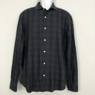 Photo of Bonobos Slim Fit Shirt Mens L Purple Gray Check Plaid Button Up Long Sleeve