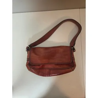 Photo of Vintage Fossil Baguette Style Crocodile Embossed Brown Leather Shoulder Bag 