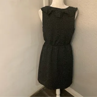 Photo of Willi Smith Black Smock Ruffled Front Textured Polka Dot Sleeve Dress No Size