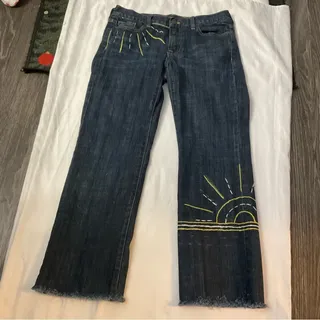 Photo of J. Crew Sunshine Hipslung Frayed Hem Cropped Jean 28 Boho Festival Retrogirl