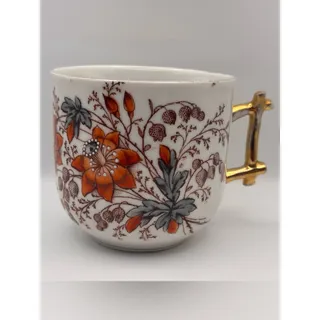 Photo of Vintage Porcelain, Mustache Mug, Orange Daffodil Floral Design, Germany