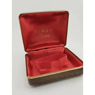 Photo of Vintage Timex Electric Mens Watch Presentation Box Case Red Velvet with Papers
