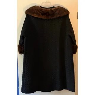 Photo of Vintage 50s Morris B Sachs Wool Mink Trim Swing Coat Plus Size XL 25 PTP
