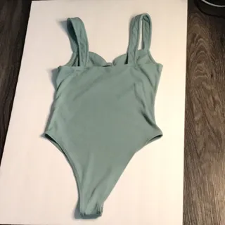 Photo of SHEIN Green Ribbed Tank Bodysuit XS Basics Classic Bodycon Casual Classic Pastel