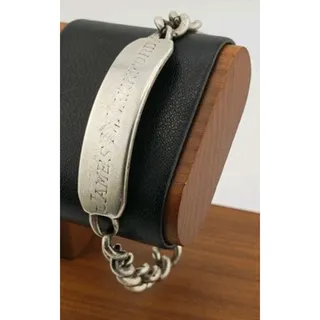 Photo of Vintage WWII Sterling Silver ID Bracelet James L Lankford Chunky Curb 7" 31g