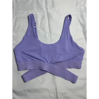 Photo of SHEIN Purple Lavender Tie Back Sports Bra XL US 12 Criss Cross Workout