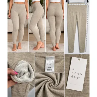Photo of A New Day Thick Winter Leggings S/M Beige High Rise Warm Stretch NWT
