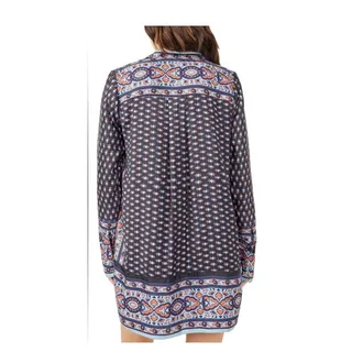 Photo of Free People Meadow Mod mini dress small V neck long sleeve boho blue shift 