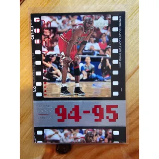 Photo of Michael Jordan 1998 Upper Deck Timeframe #74 - Bulls - 94-95 Third Win - NBA