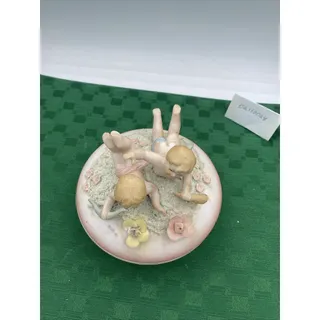 Photo of Vintage ARDCO Figural CHERUB Angel Cupid Ceramic Dresser POWDER JAR Japan