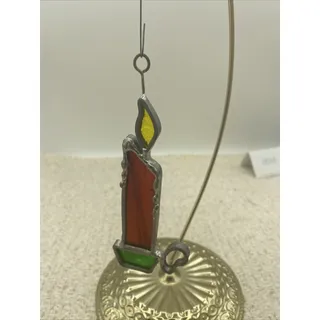 Photo of Vintage Stained Glass Suncatcher CANDLESTICK HOLIDAY 5”