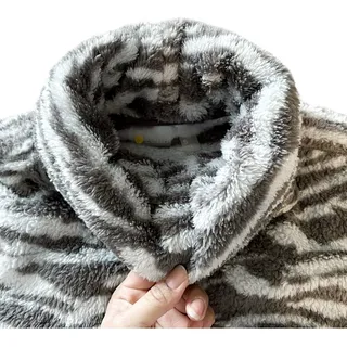 Photo of Zella Gray Zebra Print Turtleneck Fleece Pullover Womens Size S