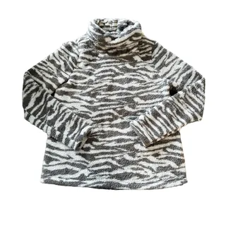 Photo of Zella Gray Zebra Print Turtleneck Fleece Pullover Womens Size S