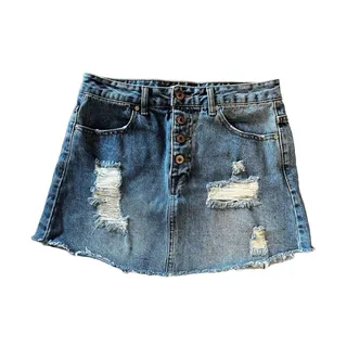 Photo of Forever 21 Medium Wash Distressed Denim Skirt Women's Size 27