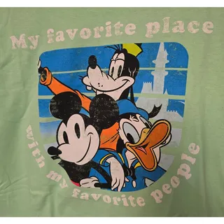 Photo of Disney Parks Mickey Donald Goofy Favorite Place Green T Shirt Adult Large NEW
