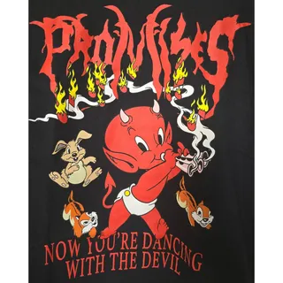 Photo of Broken Promises x Hot Stuff Mens L Large Dancing With Devil Black Shirt NWOT NEW