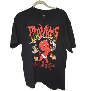 Photo of Broken Promises x Hot Stuff Mens L Large Dancing With Devil Black Shirt NWOT NEW