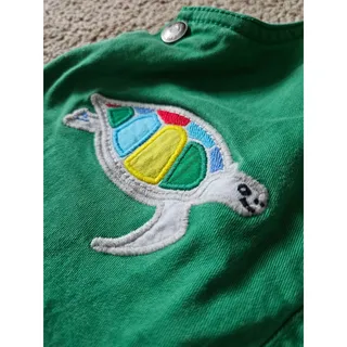 Photo of Mini Boden Green Turtle Appliqué Short Overalls 3-4Y 104cm Cotton