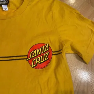 Photo of Santa Cruz Classic Dot Skateboard Men's XS Golden Yellow Stripe Graphic T-shirt.