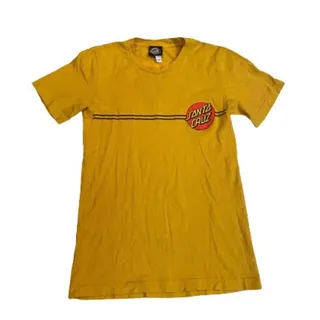 Photo of Santa Cruz Classic Dot Skateboard Men's XS Golden Yellow Stripe Graphic T-shirt.