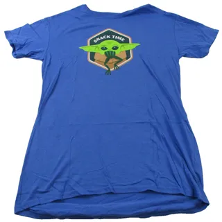 Photo of Star Wars Grogu Yoda Snack Time Mens Medium Blue Mandalorian Graphic Tee 1529-30