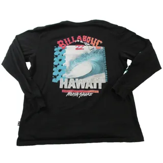 Photo of Billabong Hawaii Shirt Mens Medium Black Long Sleeve North Shore Surf Graphic
