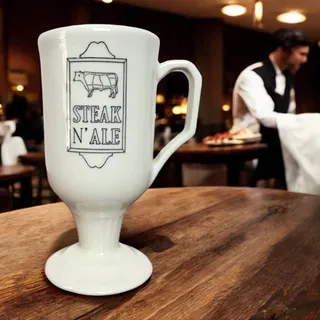 Photo of Steak N' Ale x Shenango China VTG Cream Colored Logo Elevated Ceramic Coffee Mug