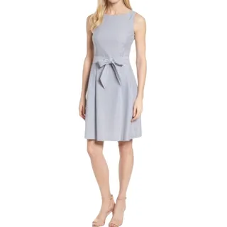 Photo of Anne Klein Blue/White Seersucker Sleeveless Fit & Flair Dress 2 NWT