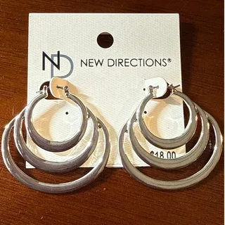 Photo of New Directions Basic Metals Silver Tone Triple Hoop Earrings