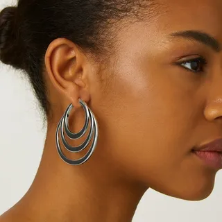 Photo of New Directions Basic Metals Silver Tone Triple Hoop Earrings