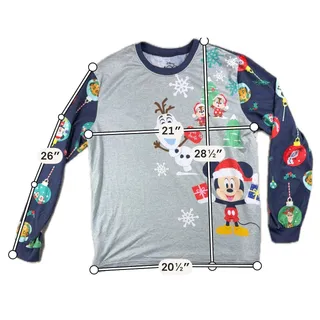 Photo of Disney 100 Christmas Pajama Top Mens L Mickey Olaf Stitch Holiday Long Sleeve