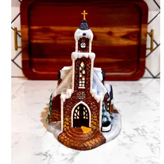 Photo of Thomas Kinkade "Stone Hill Chapel" illuminated village piece Hawthorne Village 